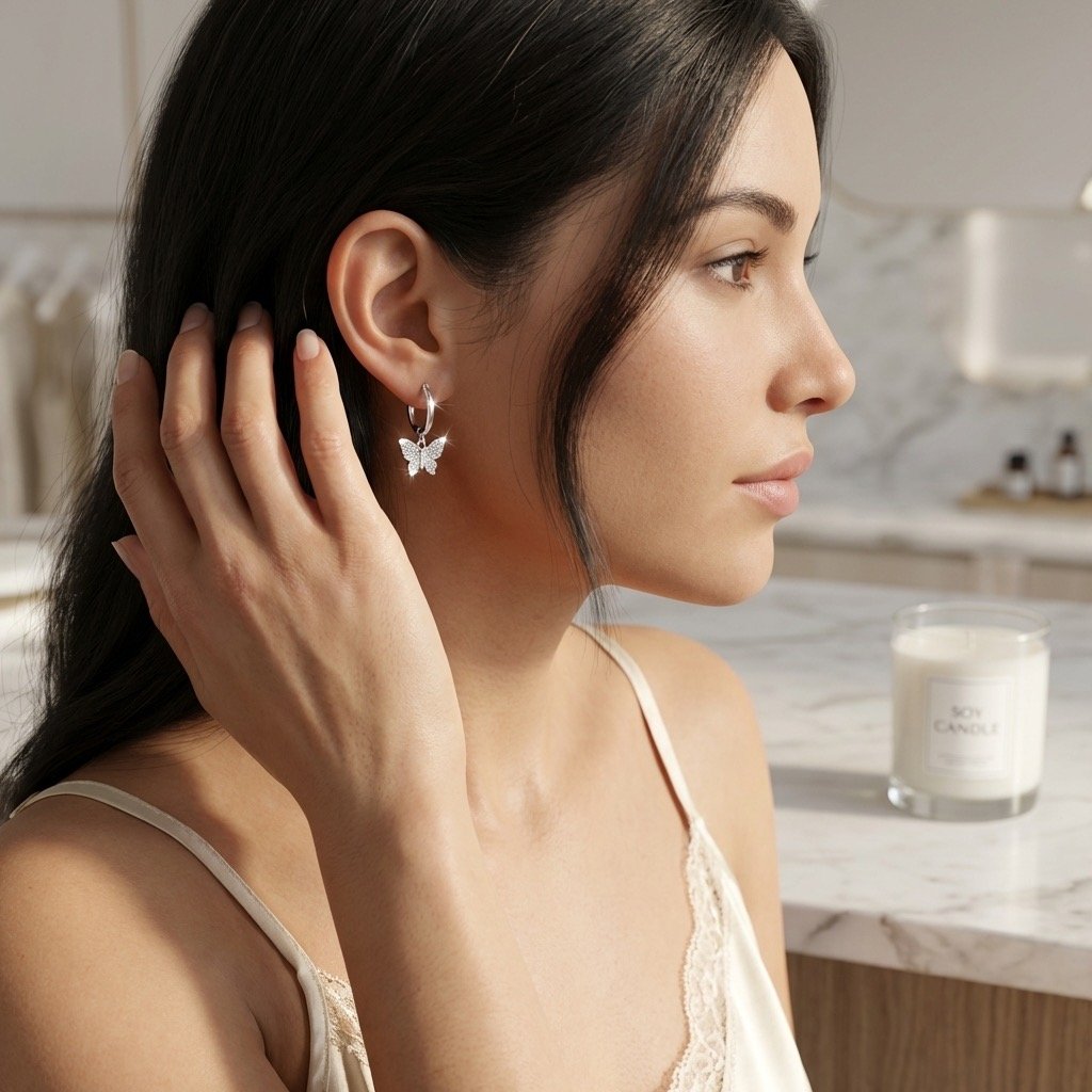 Aros Mariposa Acero Blanco