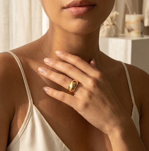 Anillo Acero Dorado